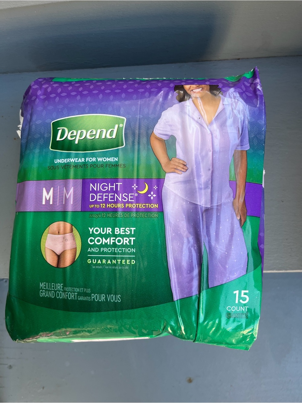Depend Night Defense Women's Medium Underwear - Purple